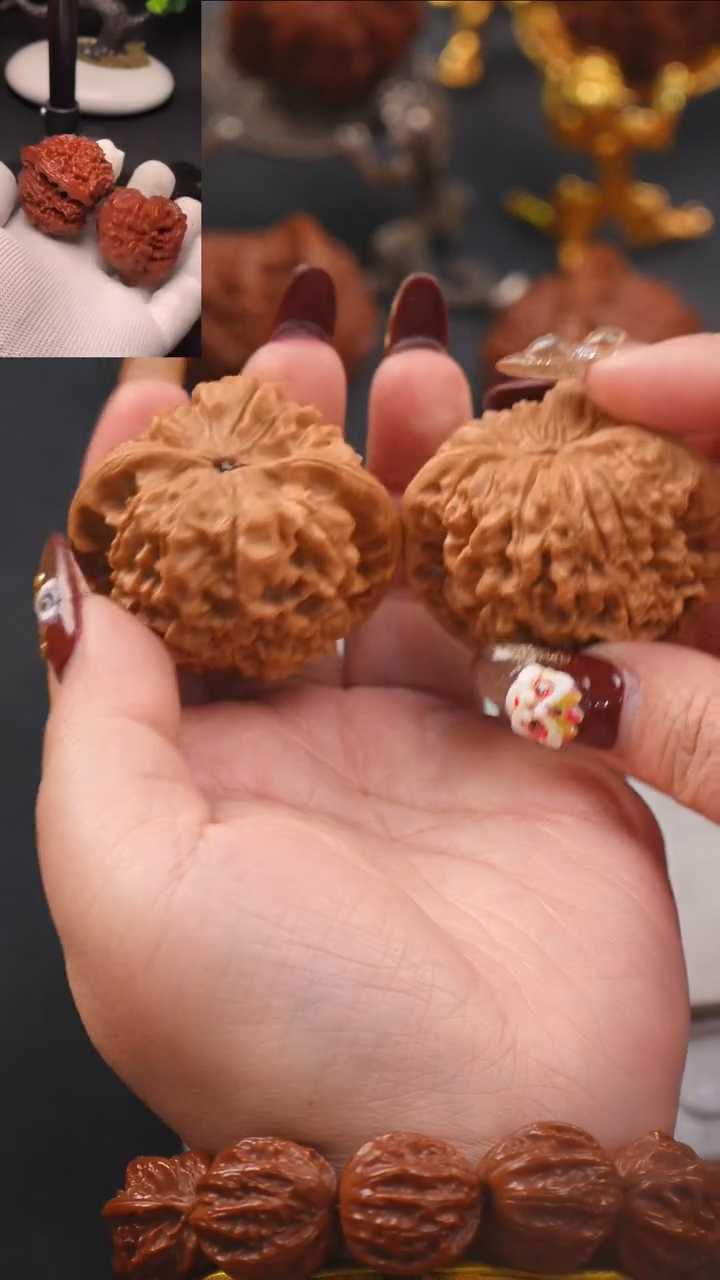 【闪购商品】文玩核桃把件48麒麟纹官帽