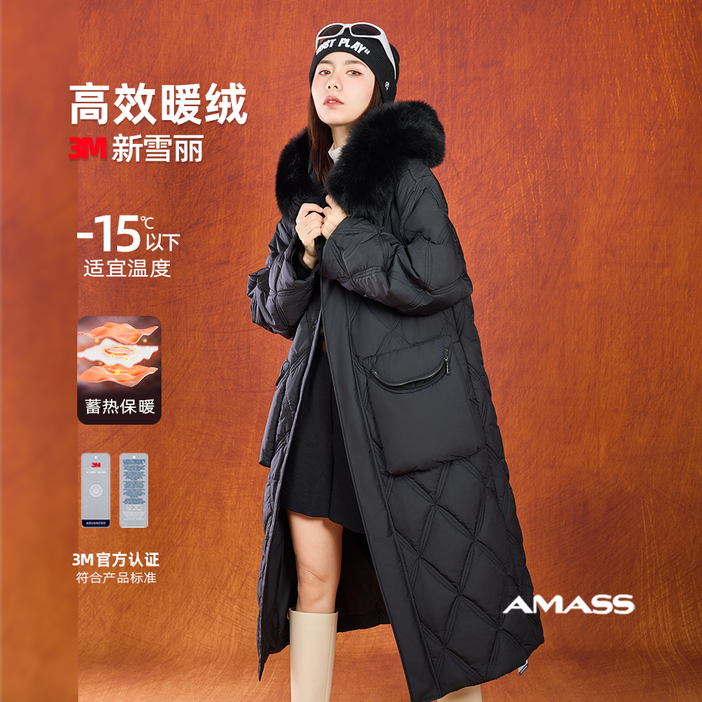 AMASS/阿玛施冬季穿搭气质连帽新雪丽保暖热力感棉服外套5400834