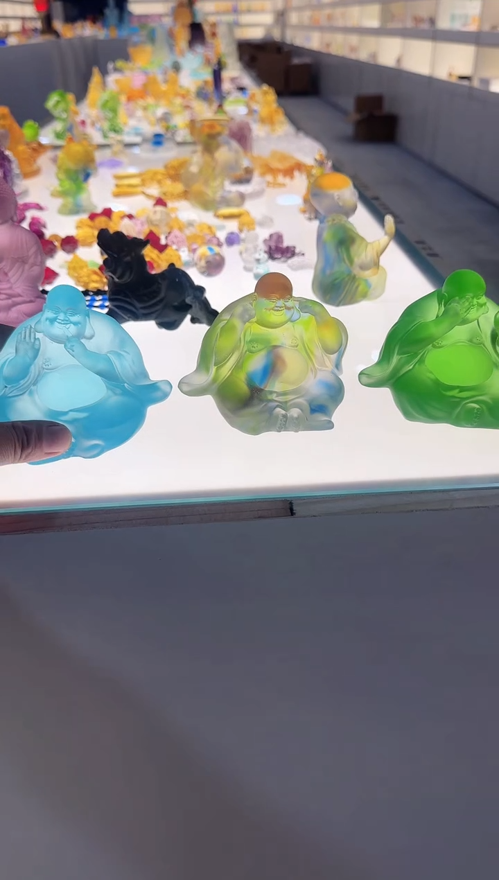 手工艺品琉璃文殊地藏三尊金色西方三圣仙女烛台药师