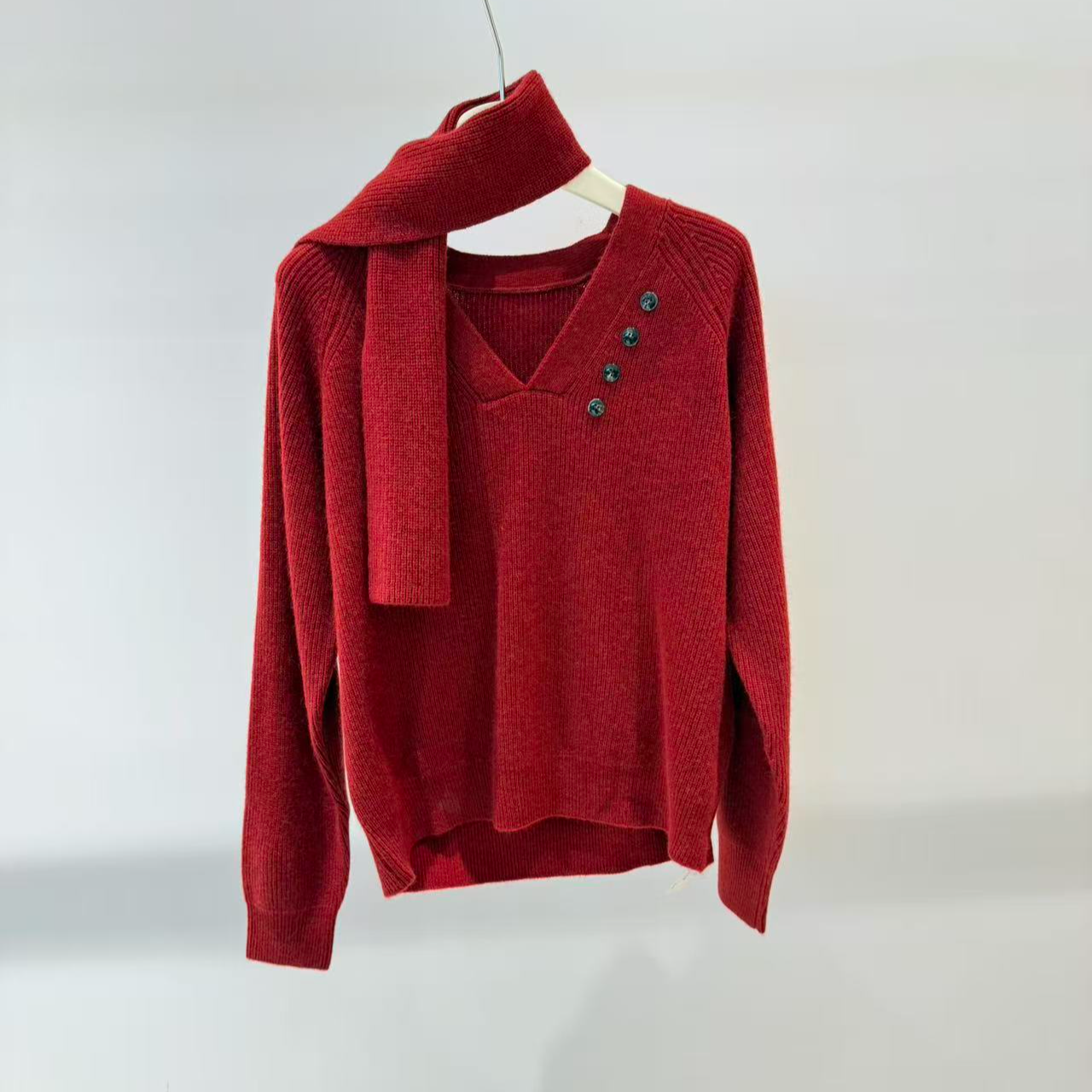 针织衫-6854洋气围巾领时尚套头