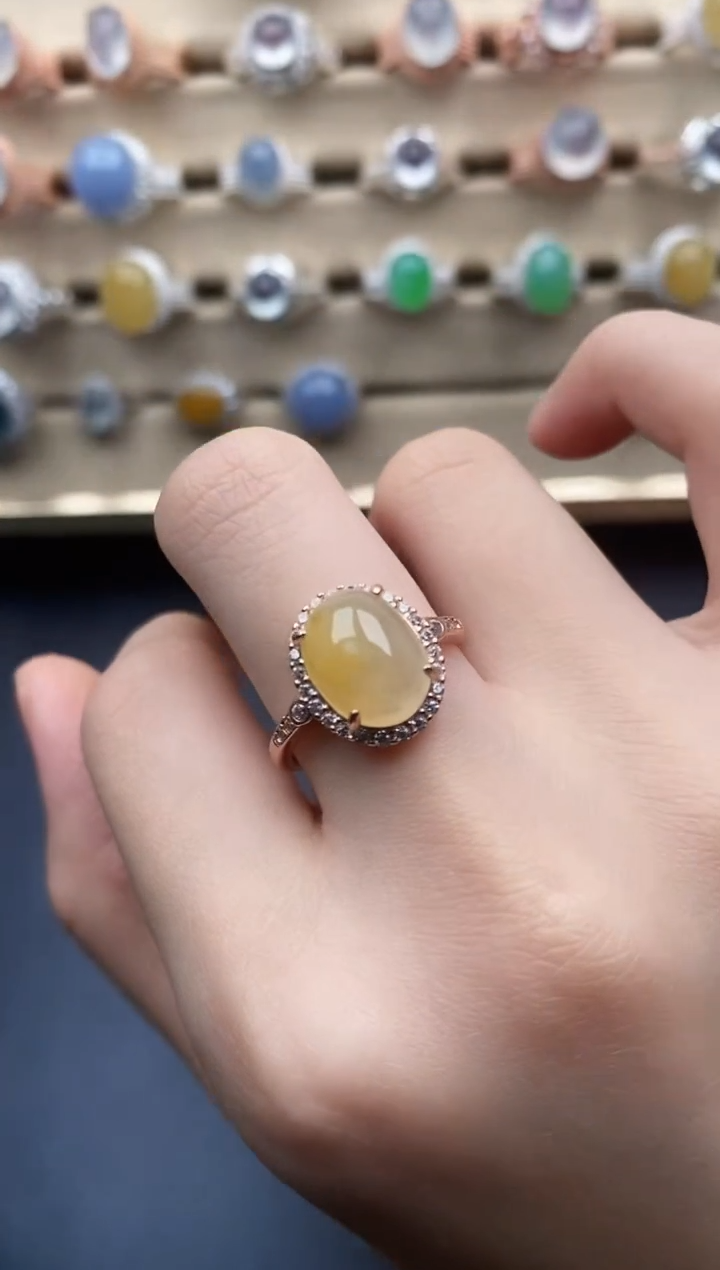 翡翠戒指银S925镶嵌一物一证一礼盒