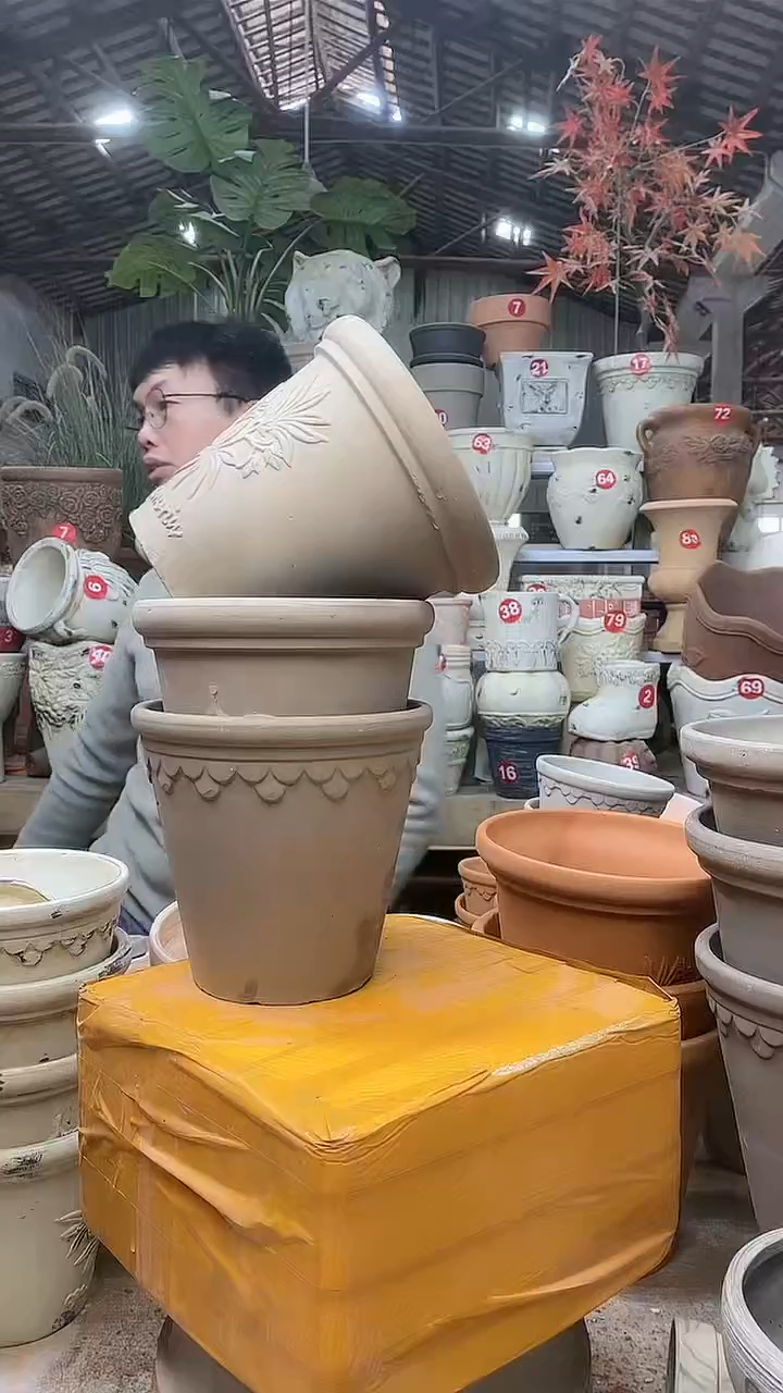 【闪购商品】缸3个15*15/灰/陶巴洛克无托无托 