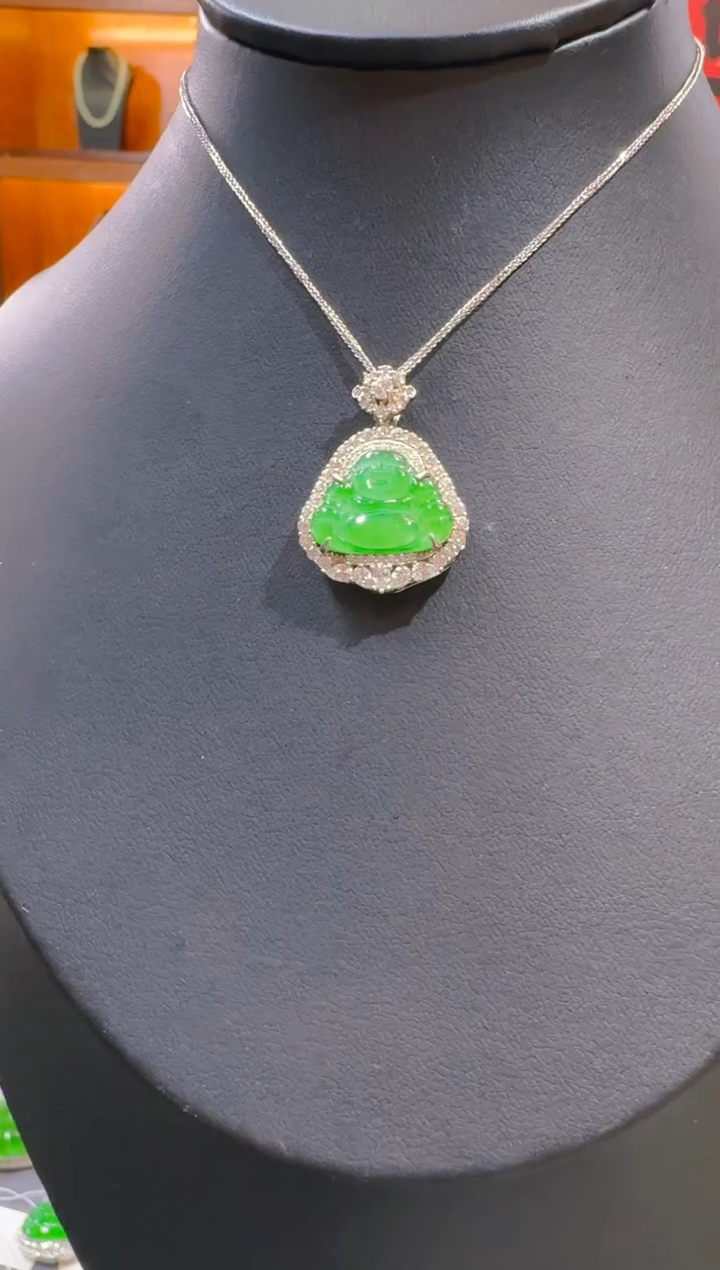 翡翠银S925镶嵌吊坠(赠链)天然a货翡翠