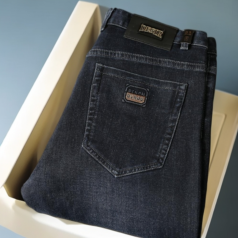 软糯温润潮秋季新款男士高弹力时尚简约水洗宽松休闲牛仔裤长裤