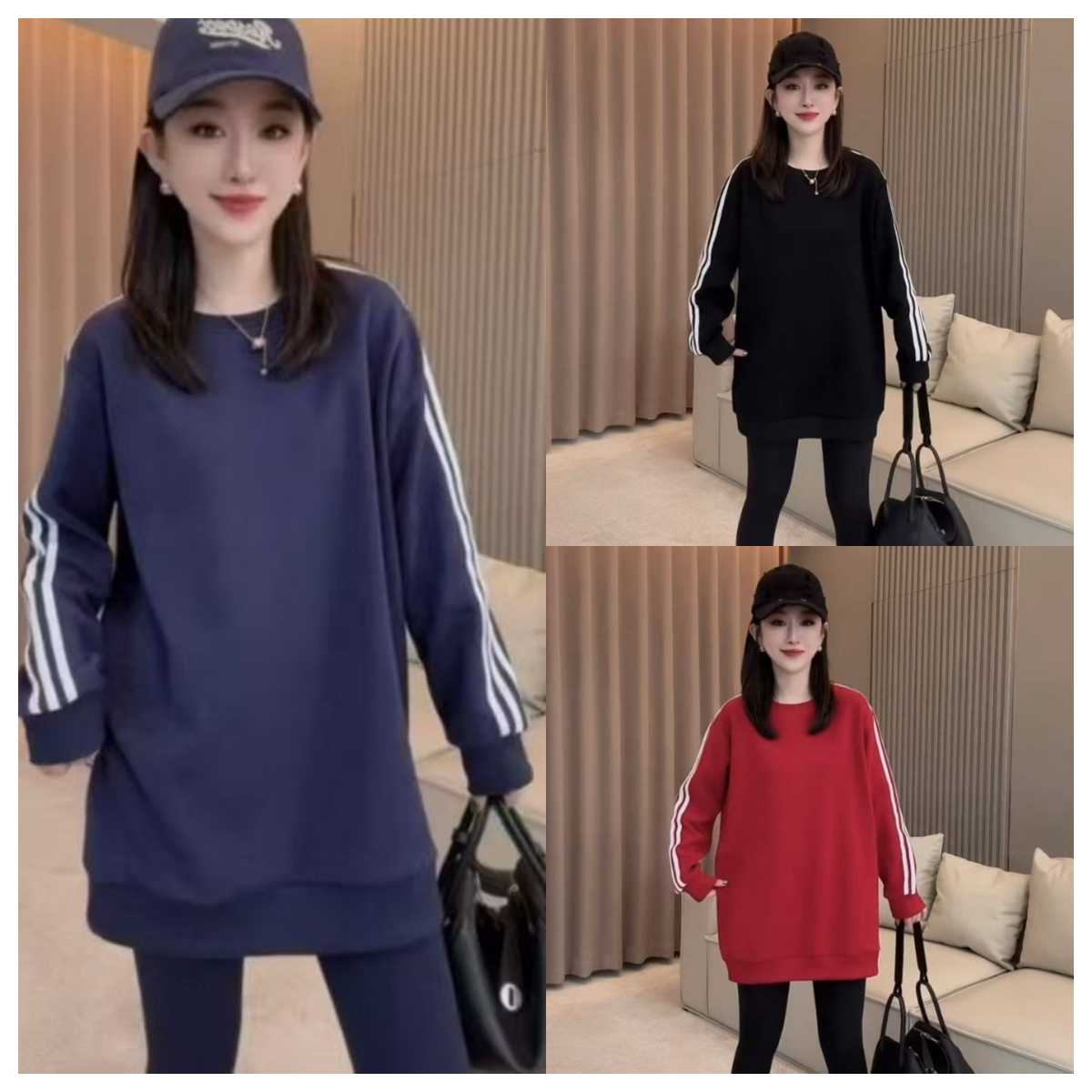672中长款趴条百搭卫衣