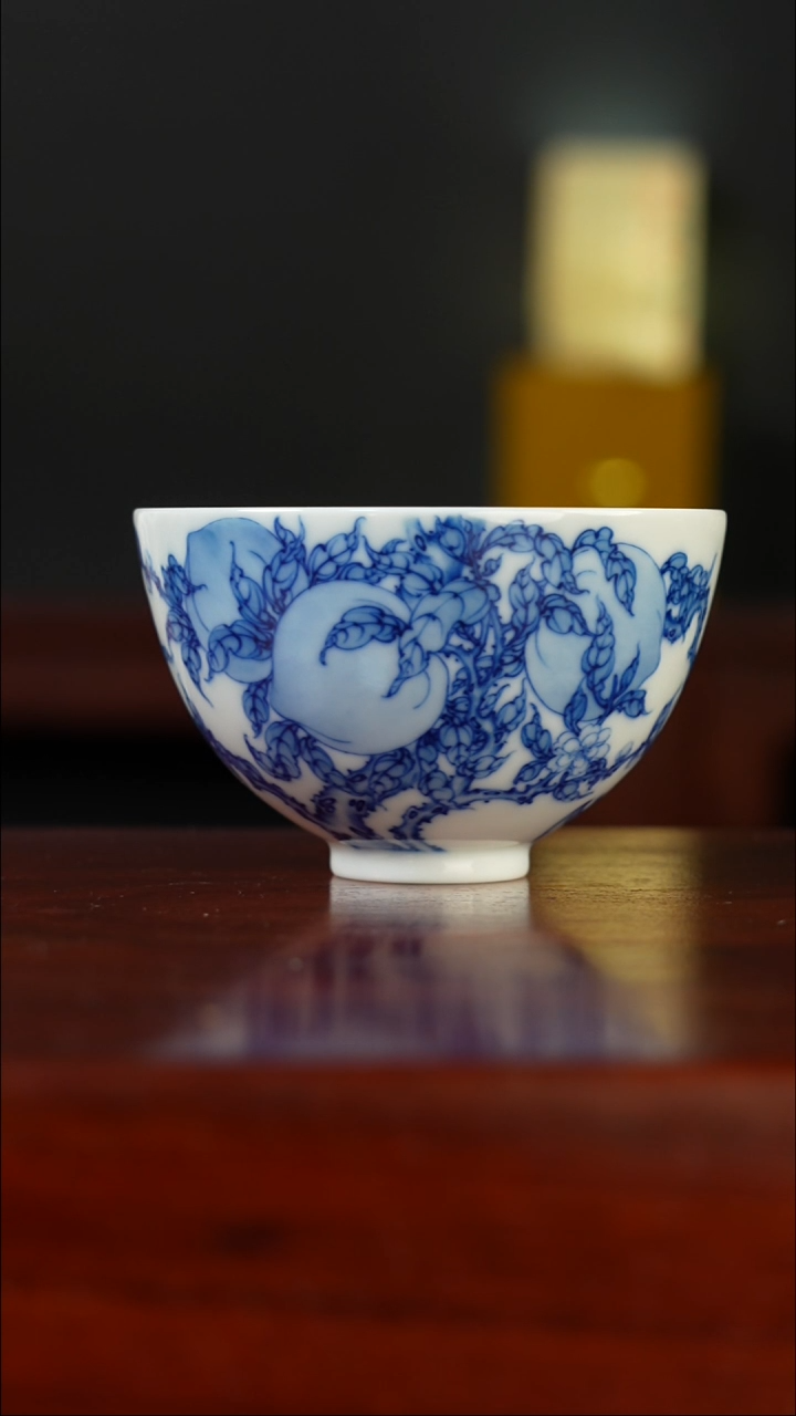 祖传窑真柴窑传承400年九桃五福鸡心杯