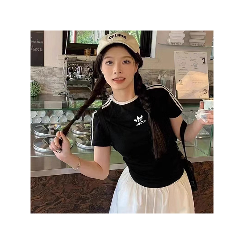 【奥莱撤柜】jennie同款纯棉短款t恤女遮肚显瘦上衣