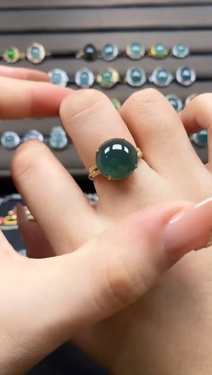 翡翠戒指银S925镶嵌3652