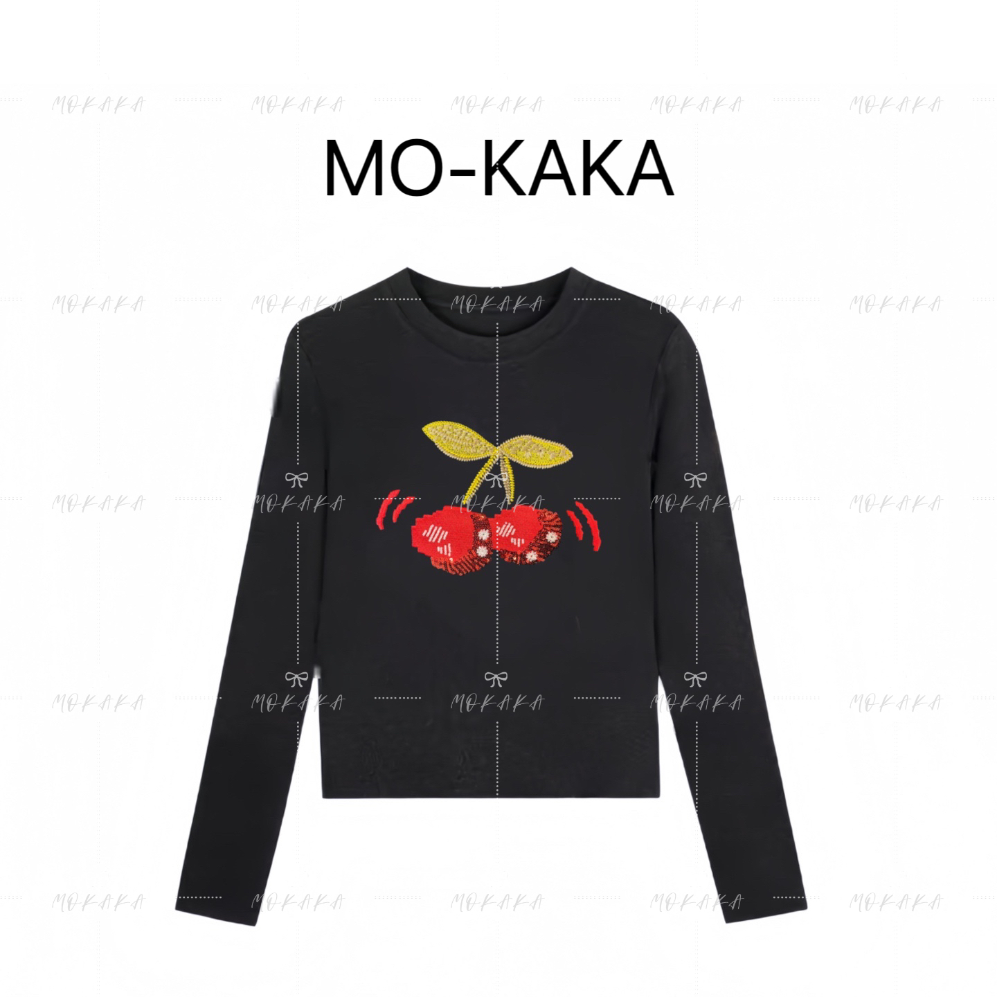 【樱桃】2025冬装新款洋气减龄重工刺绣长袖T恤显瘦上衣磨毛打底衫