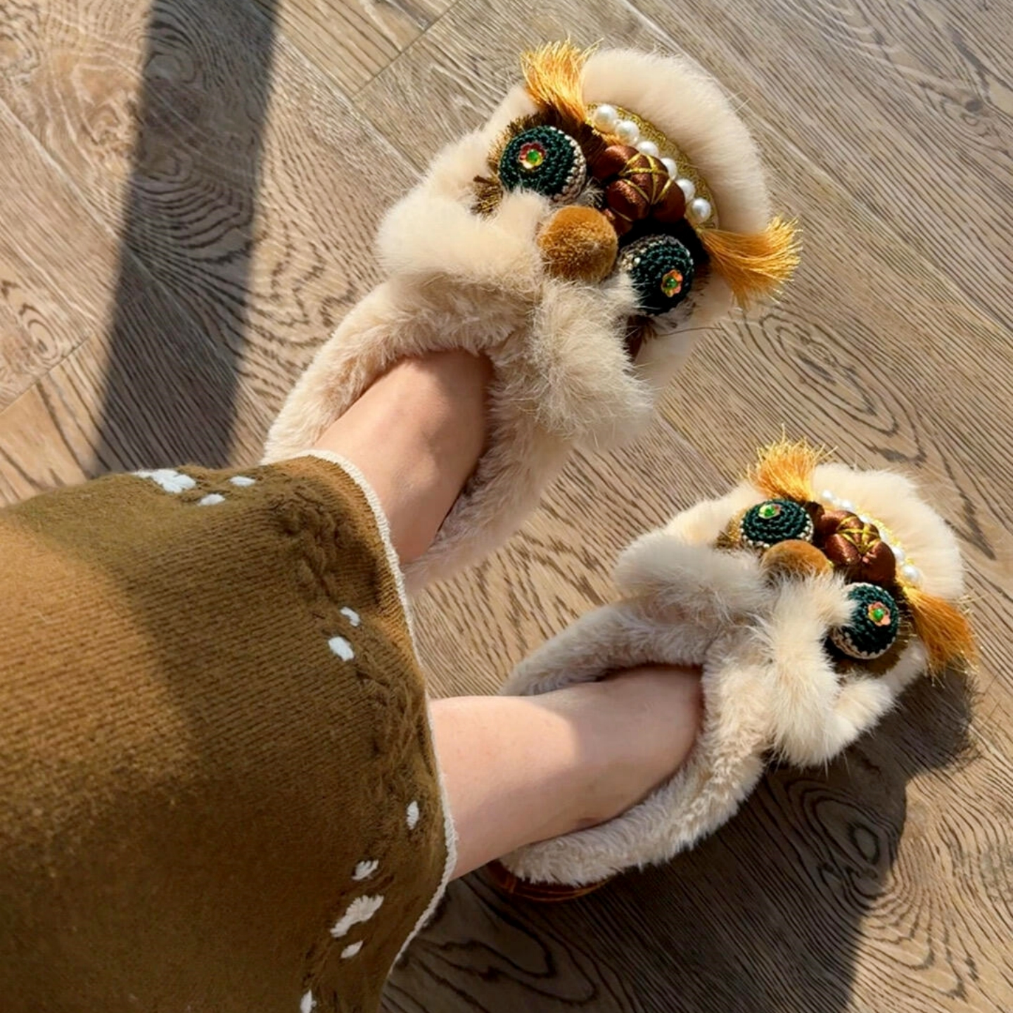 虎头鞋女成人国潮非遗加绒加厚保暖棉鞋冬季手工民族风一脚蹬布鞋