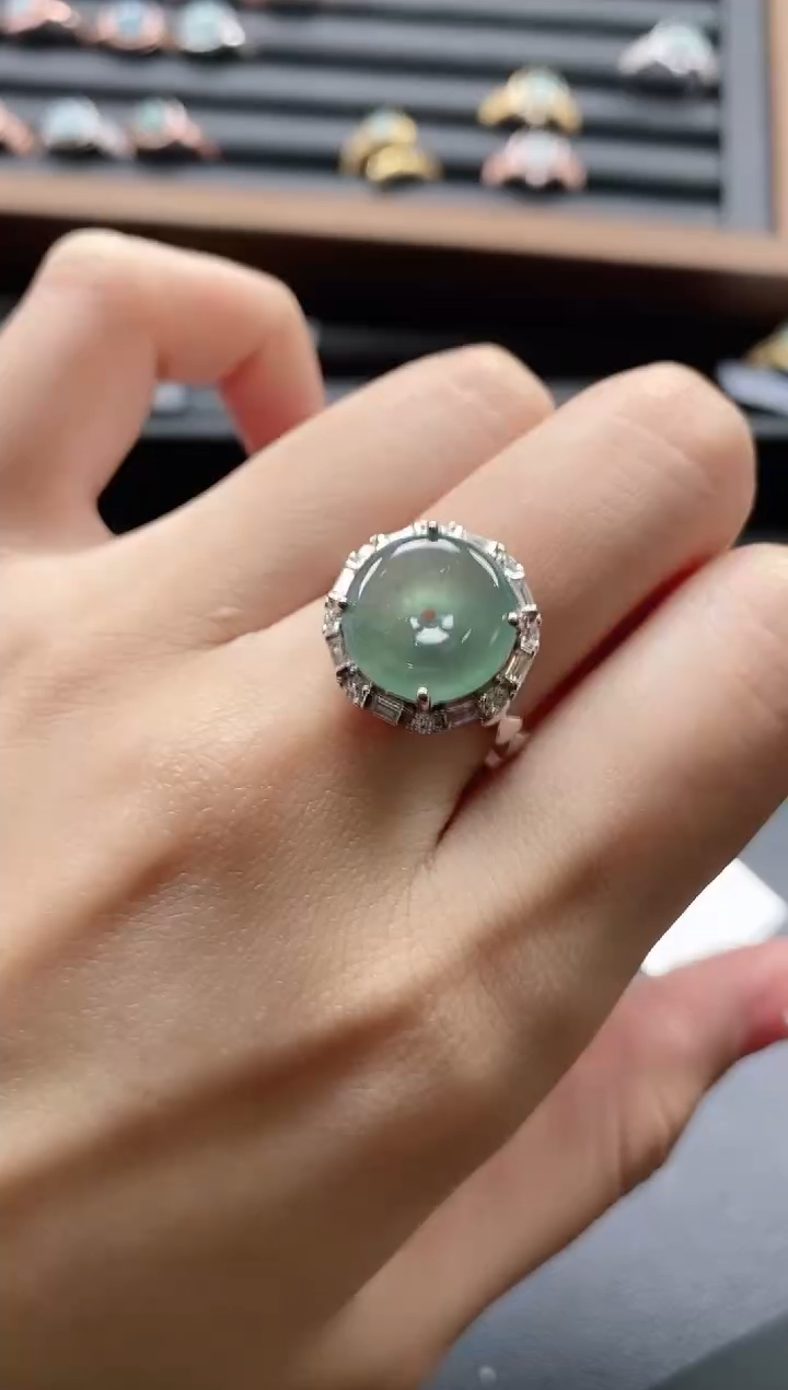 【闪购商品】翡翠戒指银S925镶嵌5151-3