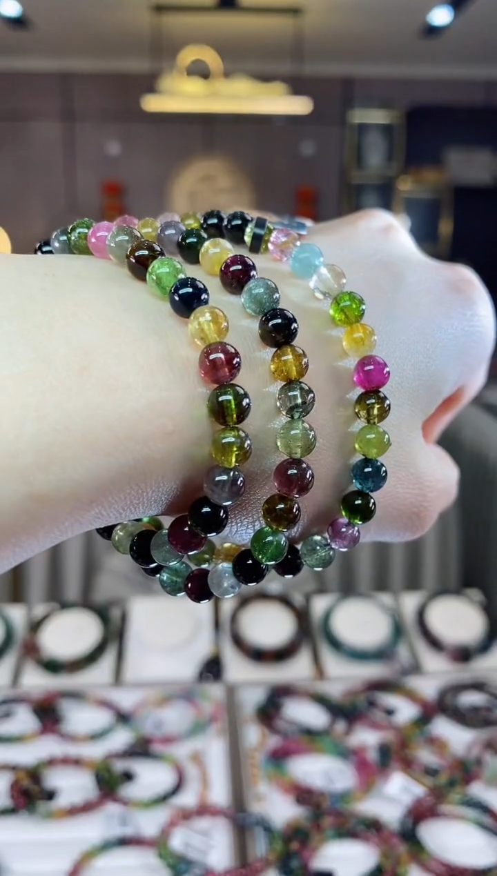 【闪购商品】碧玺三圈手串5mm+未镶嵌一物一证dan