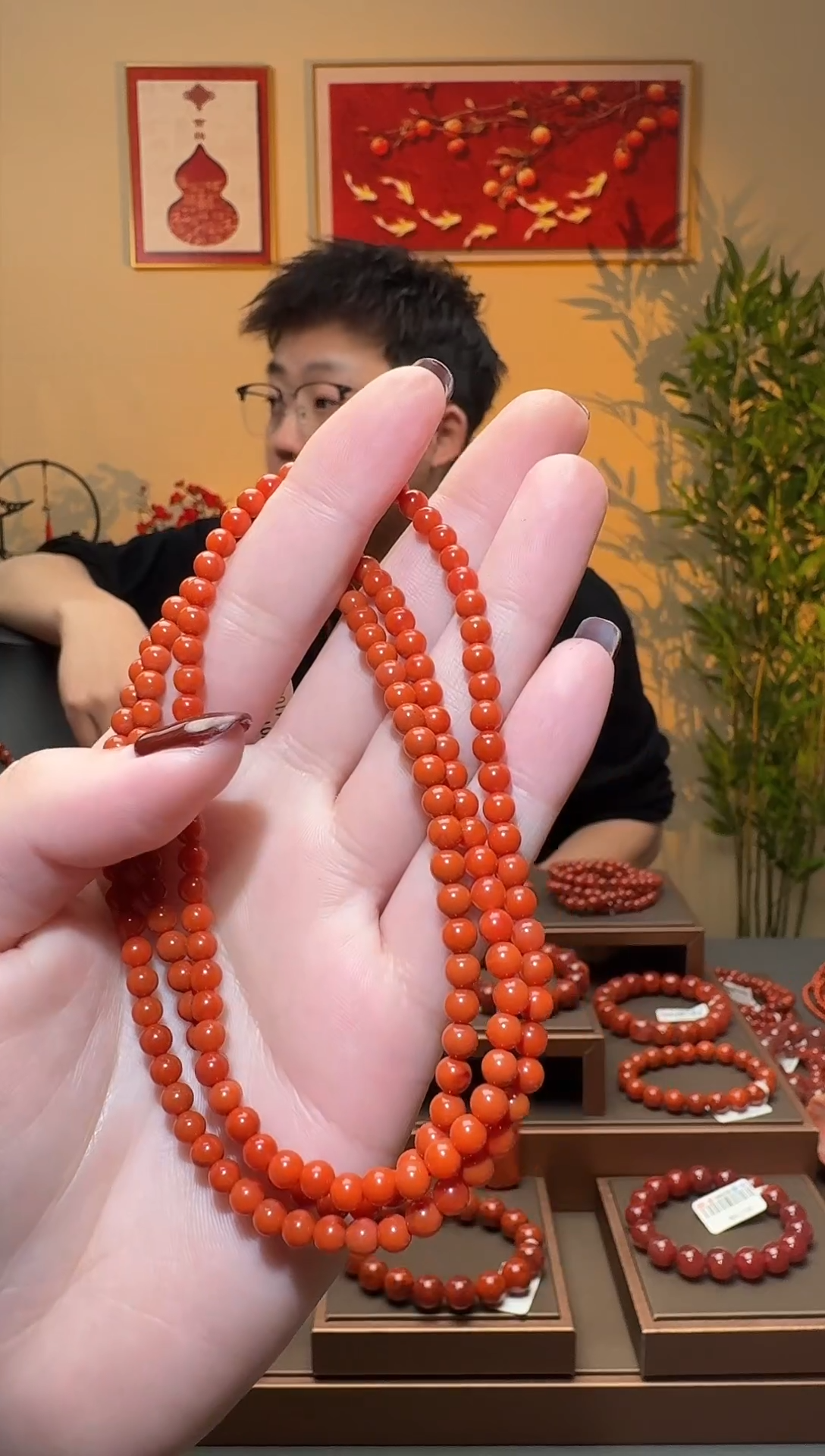 【闪购商品】南红玛瑙手链未镶嵌一条约4mm 多样性发货