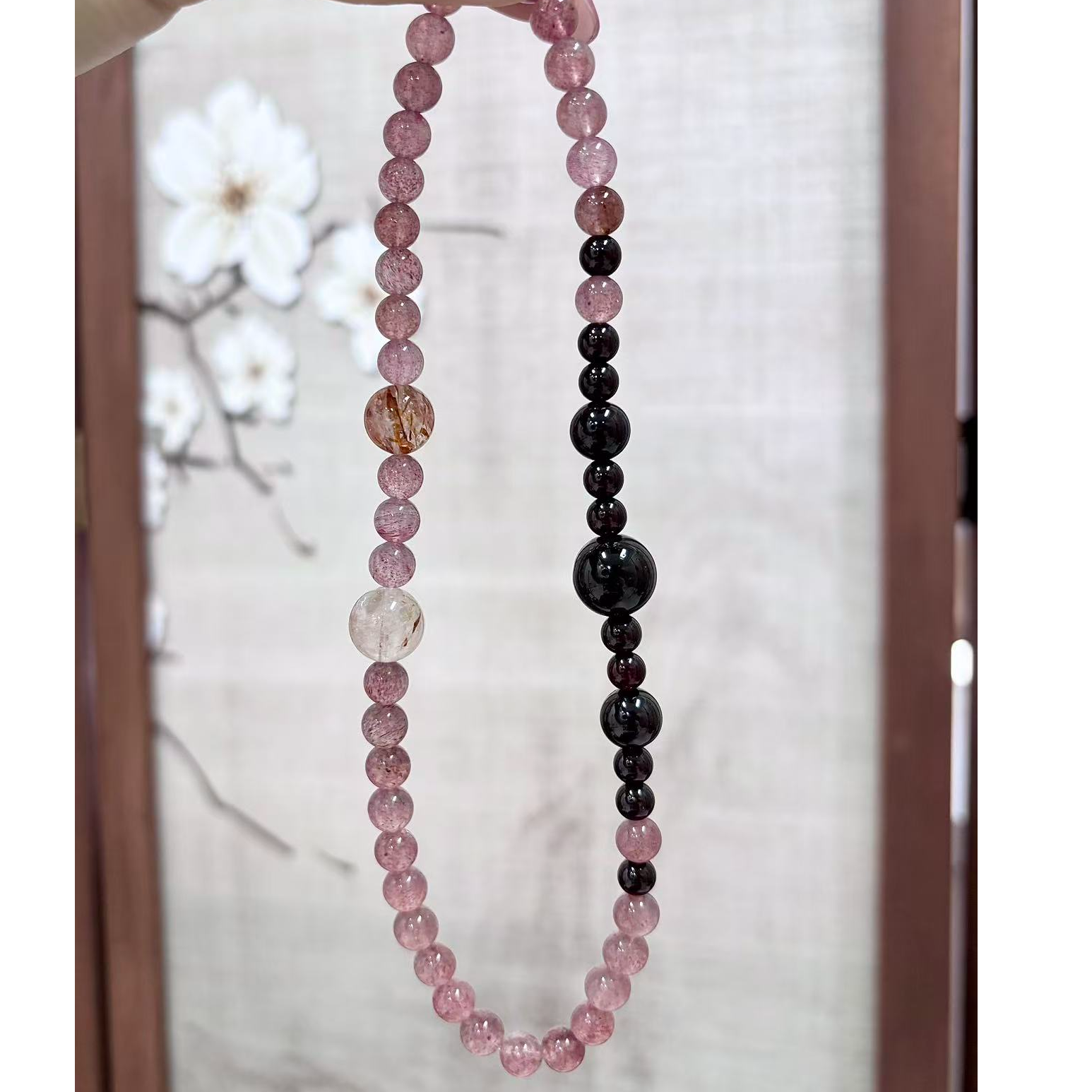 【雾野玫瑰】草莓晶石榴石水晶双圈手串小众设计  多样性发货