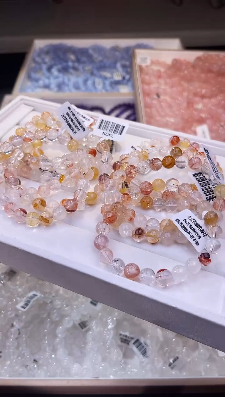 【闪购商品】/未镶嵌水晶锦鲤色胶花手串8mm