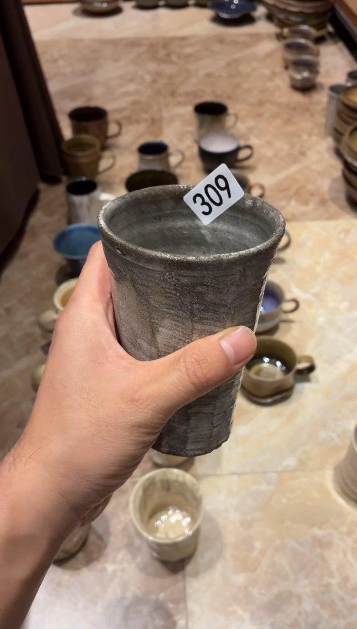 瓷片心**阳309粉引锤纹手握咖啡杯1个