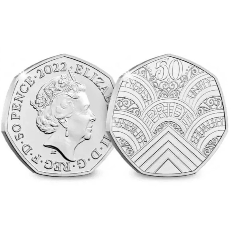 英国2022年50便士50年的骄傲正品外国钱币老硬币收藏