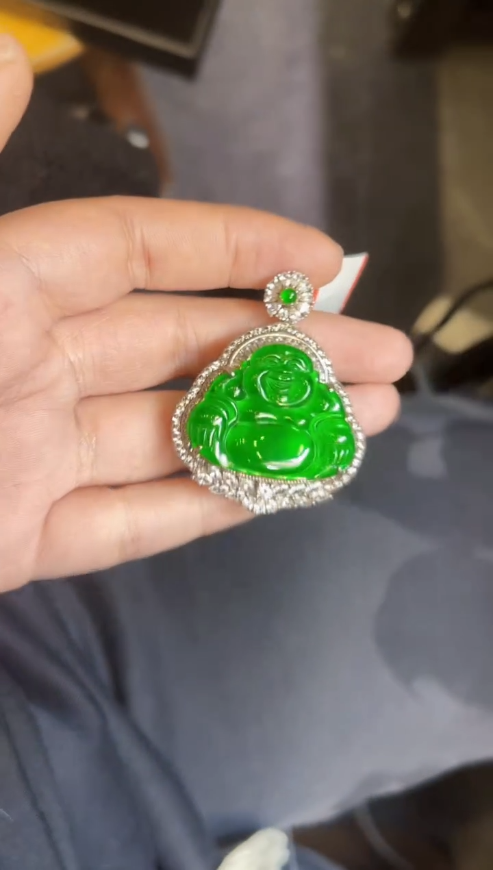 【闪购商品】翡翠颈饰银S925镶嵌佛公吊坠