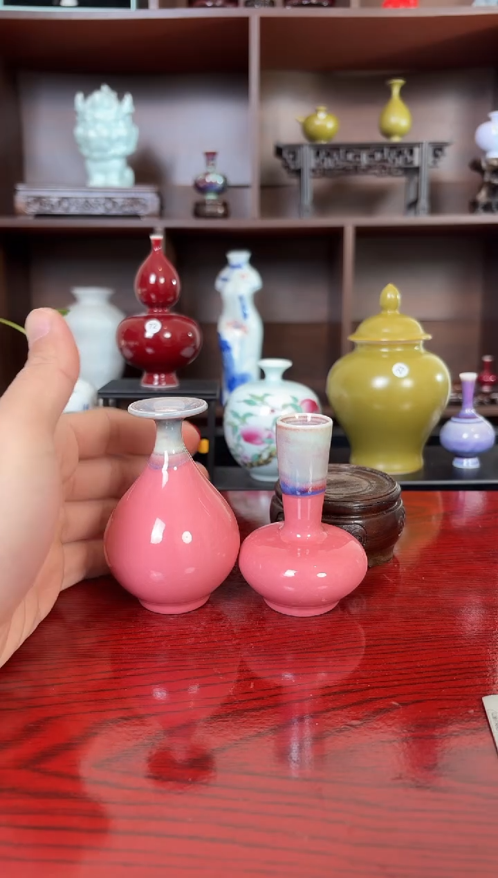 摆件瓷12.28早微瑕小花瓶摆件2个