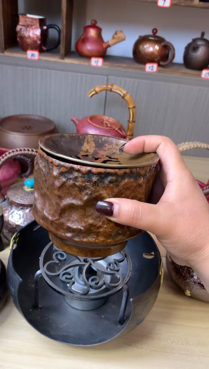 紫铜复古银边建水