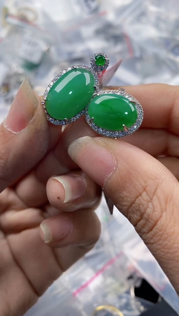 银S925镶嵌戒指翡翠1212---4