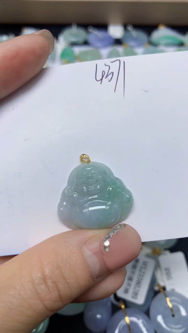 【闪购商品】翡翠挂件18K金镶嵌 天然翡翠A货