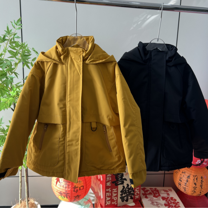 外贸订单！中大童美式加绒冲锋衣棉服男女童防风保暖外套