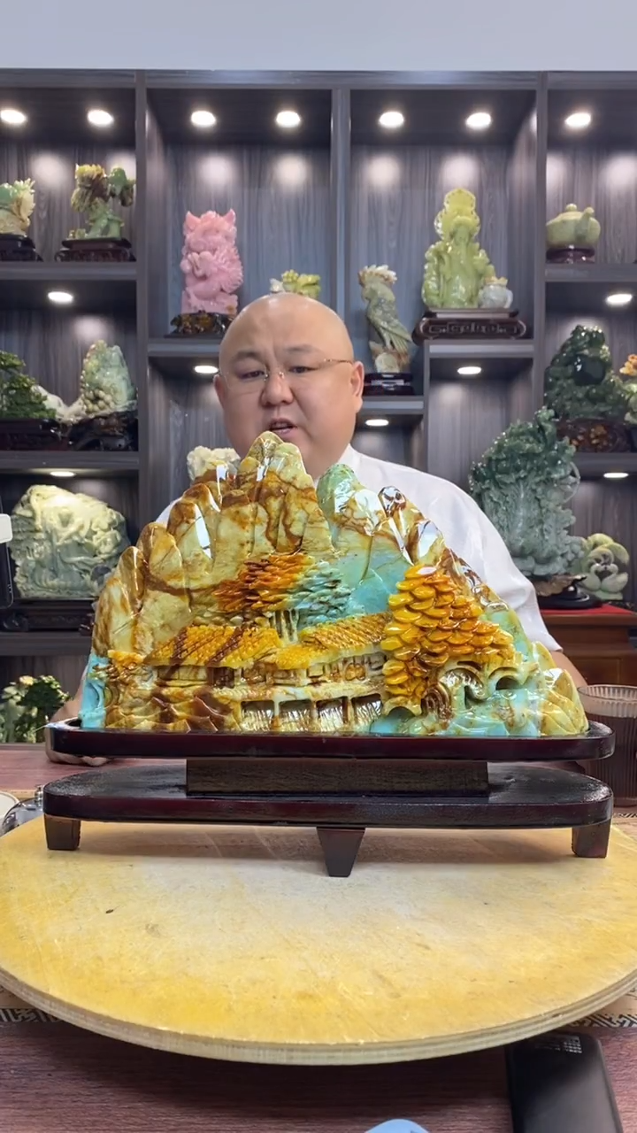 玉万**牧 玉岫岩料手工雕刻装饰摆件居家送礼一物一图精品摆件