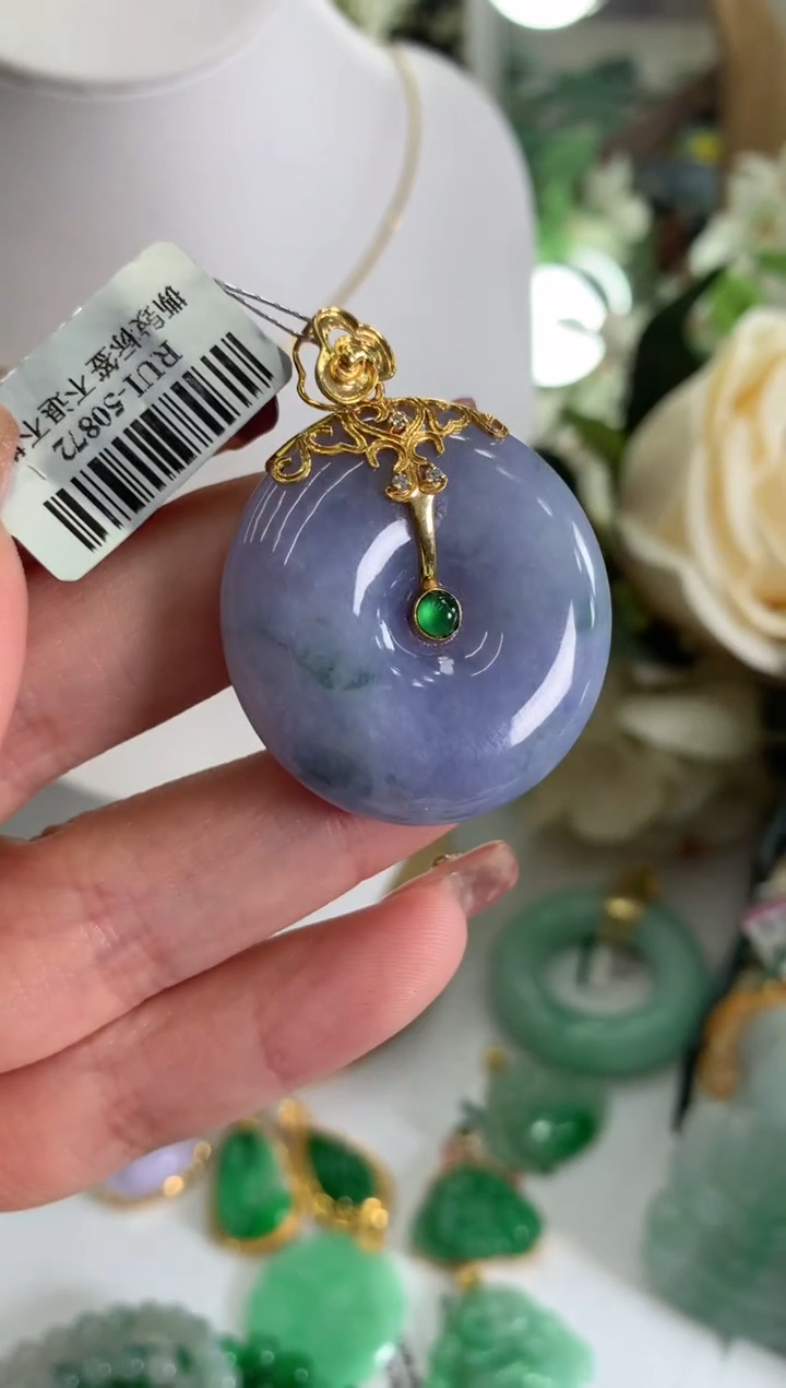 【闪购商品】翡翠吊坠(不含链)18K金镶嵌挂件