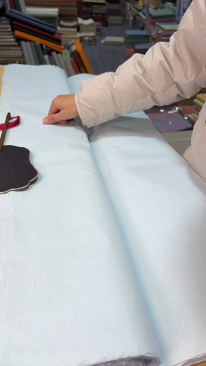 纯手工六尺整张50张天空蓝楮皮笺