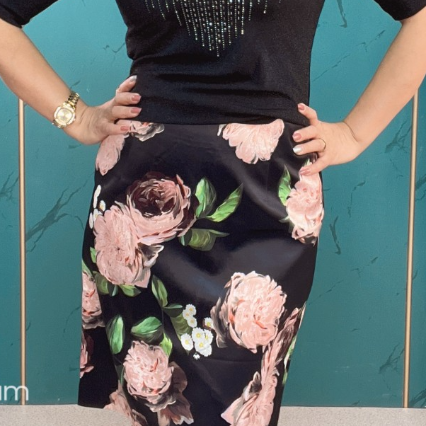 春夏新款花裙#6391#时尚直筒休闲舒适半身裙女士显瘦印花半裙大花