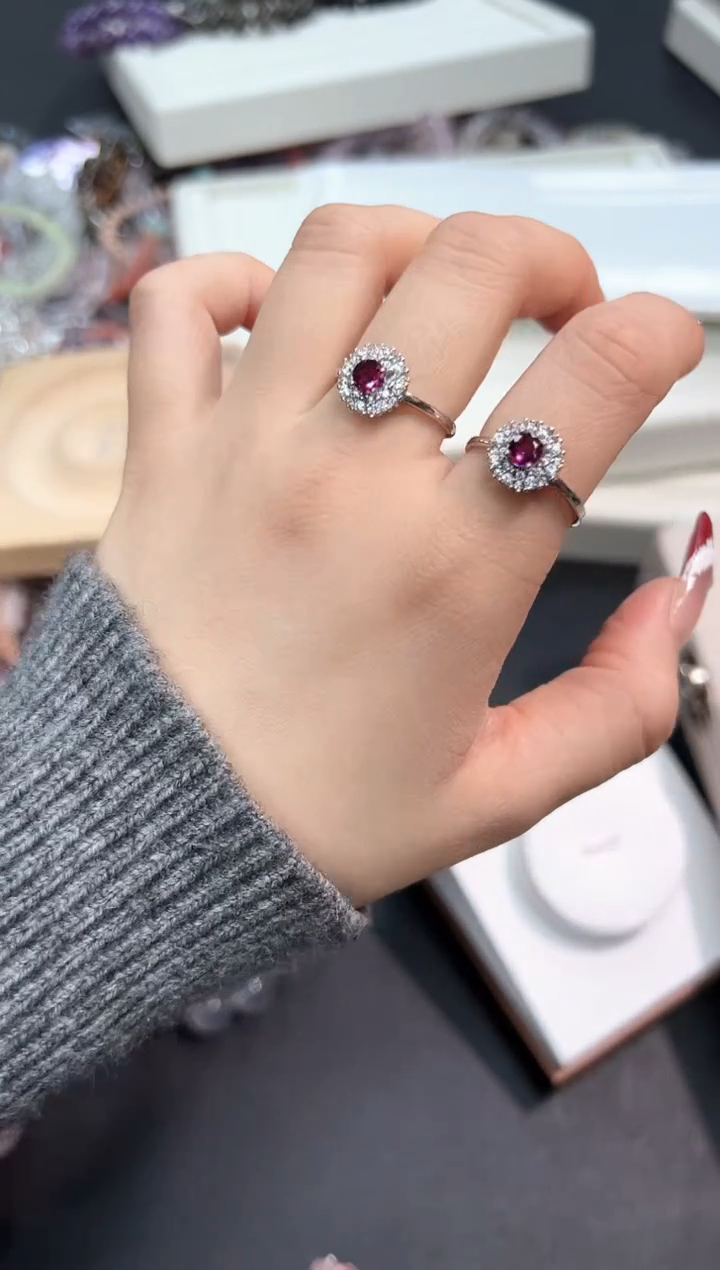 【闪购商品】石榴石戒指银S925镶嵌7B多样性发其一/1个