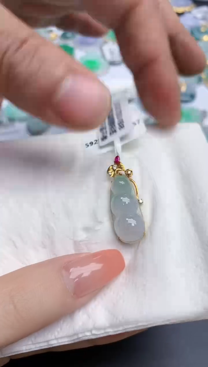 【闪购商品】翡翠颈饰18K金镶嵌天然缅甸翡翠A货