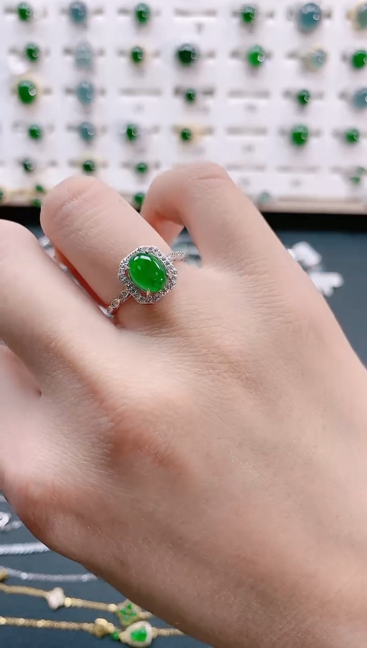 【闪购商品】翡翠戒指银S925镶嵌天然翡翠