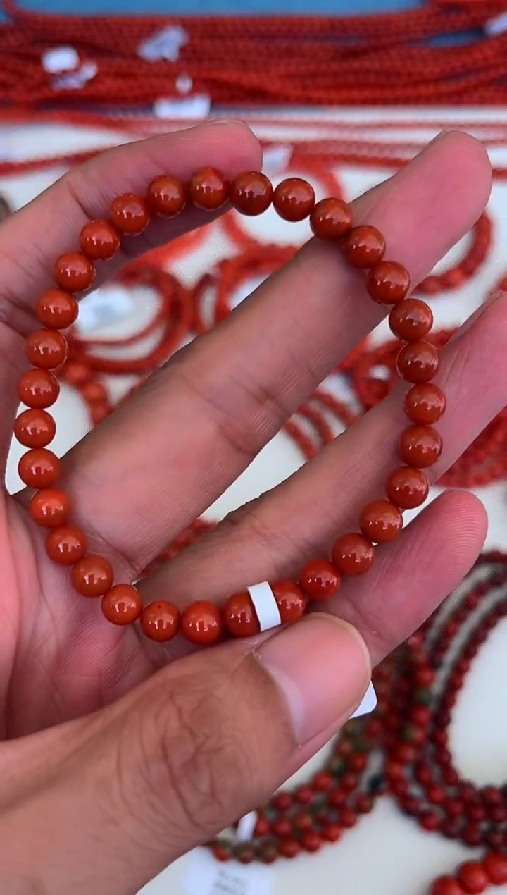 手串未镶嵌南红玛瑙瓦西满色满肉柿子红6mm单圈02