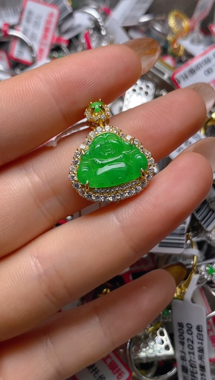 银S925镶嵌戒指翡翠百内无证书