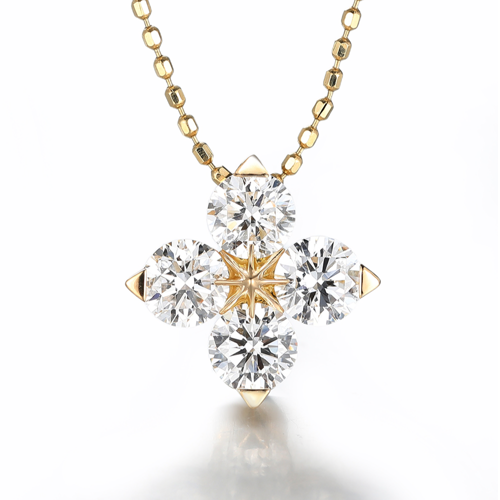 实验室培育钻石【沐沐专属】宝石矿工 18K金培育钻石吊坠四叶草