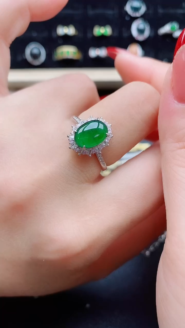 【闪购商品】翡翠戒指银S925镶嵌12121