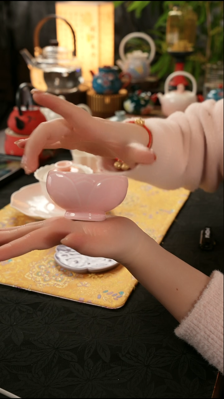 青云茶斋陶瓷茶具粉色莲花杯