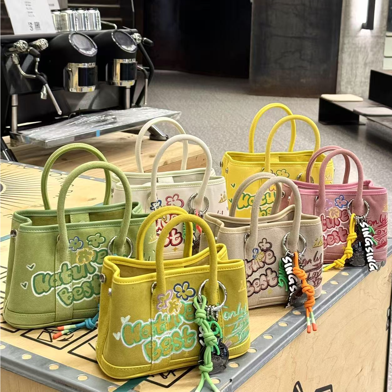 （莫奈花园）SINGSING1979 正品小众设计师手工高定彩绘涂鸦花园包