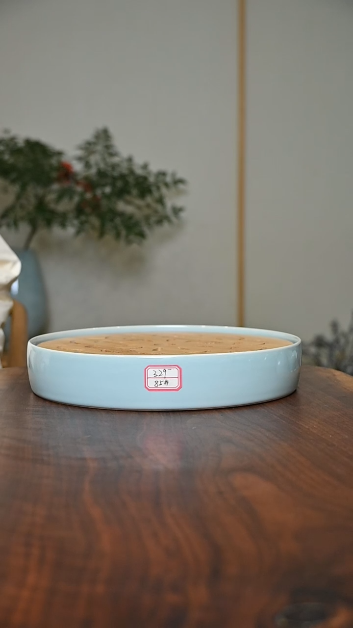 85#茶盘 天青 微瑕 朱家汝窑款