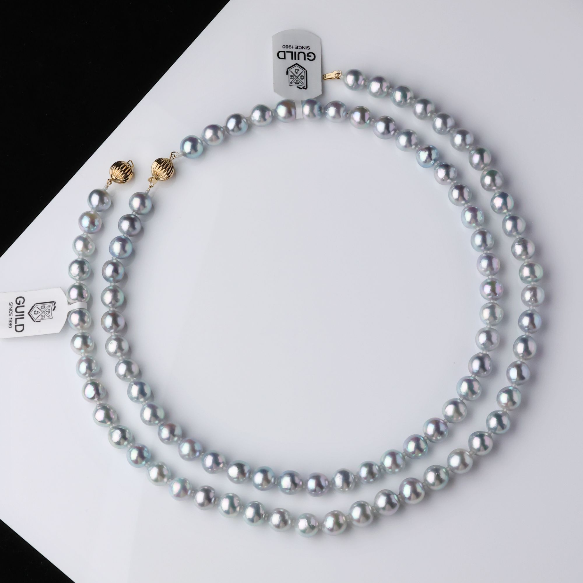 海水珍珠真多麻项链9-10mm极光14K金无调色吉尔德大证*多样性发一