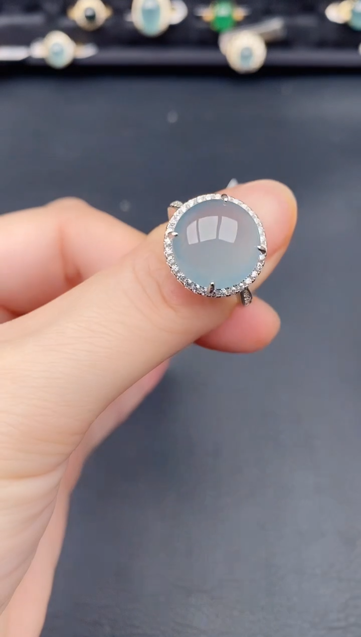 银S925镶嵌戒指翡翠天然a货翡翠131