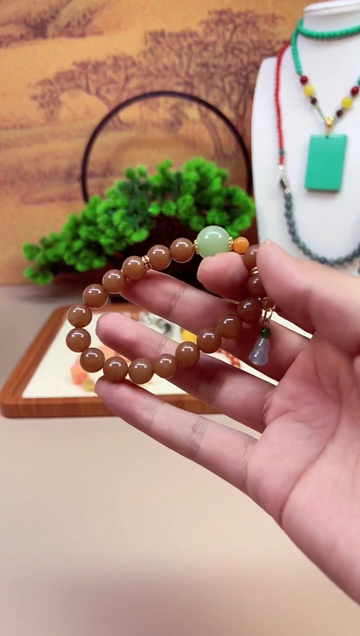 手链14K金镶嵌和田玉S500