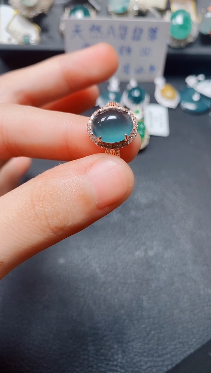 翡翠戒指银S925镶嵌翡翠