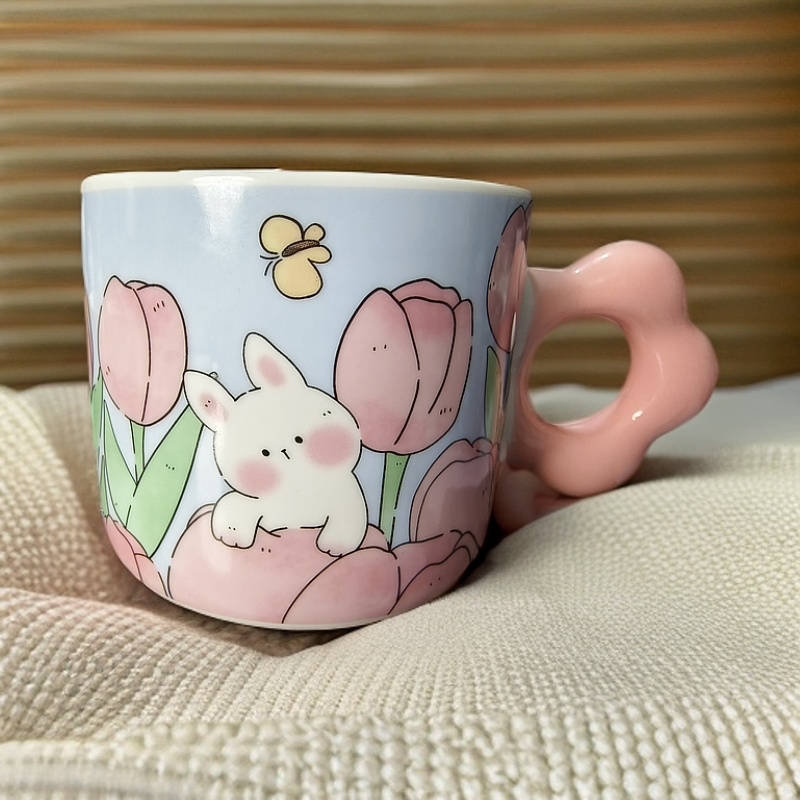 景德镇陶瓷卡通早餐杯咖啡杯，300毫升
