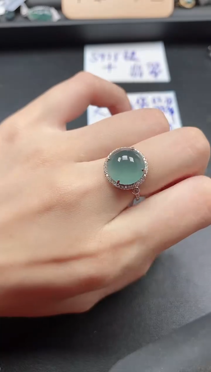 翡翠戒指银S925镶嵌51511
