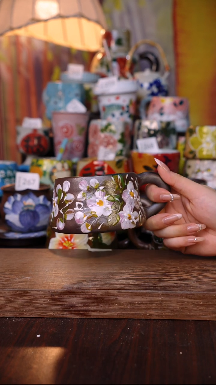 杯子陶泥垚手作 景德镇手工手绘陶瓷器物