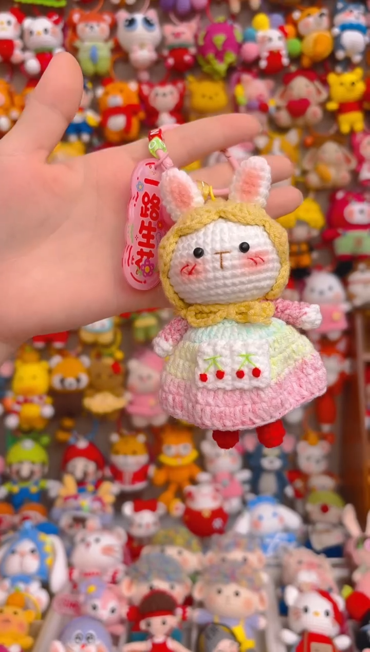 纯手工制作毛线钩织成品田园兔