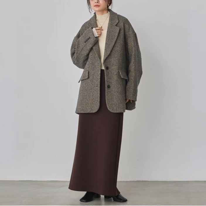 HUN 人字纹 宽松外套